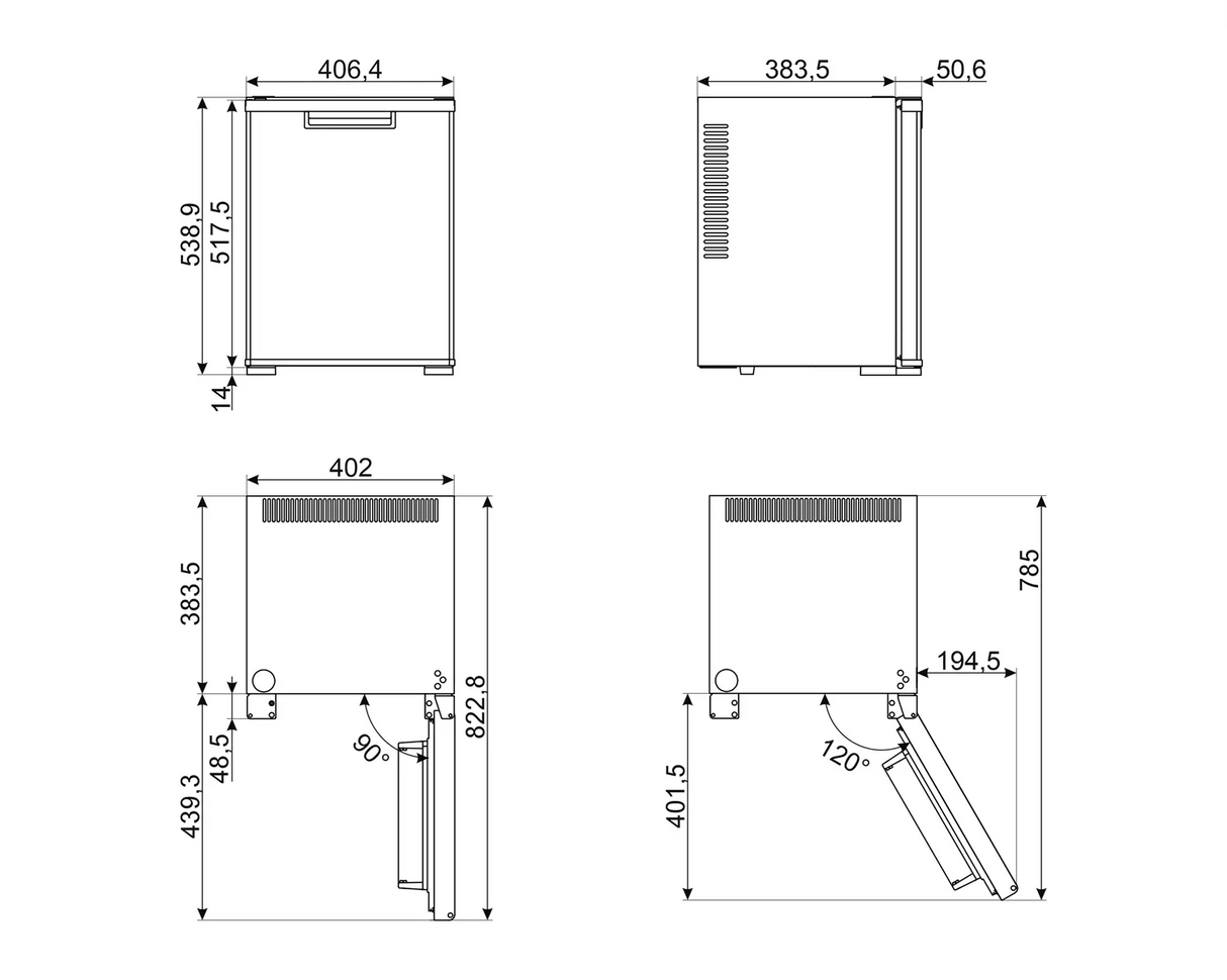Smeg Hotel Mini Fridge Reversible Door 32L MTE40