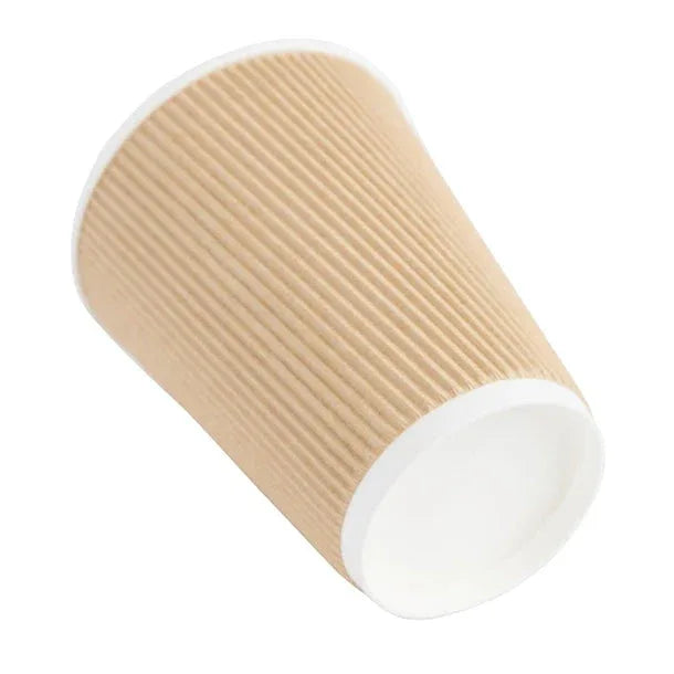 GP444 (Pack of 500) Fiesta Disposable Coffee Cups Ripple Wall Kraft 340ml / 12oz - JD Catering Equipment Solutions Ltd