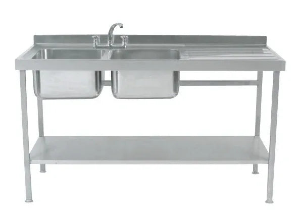 Parry Sink Unit Double Bowl RH Drainer SINK1570DBR - JD Catering Equipment Solutions Ltd