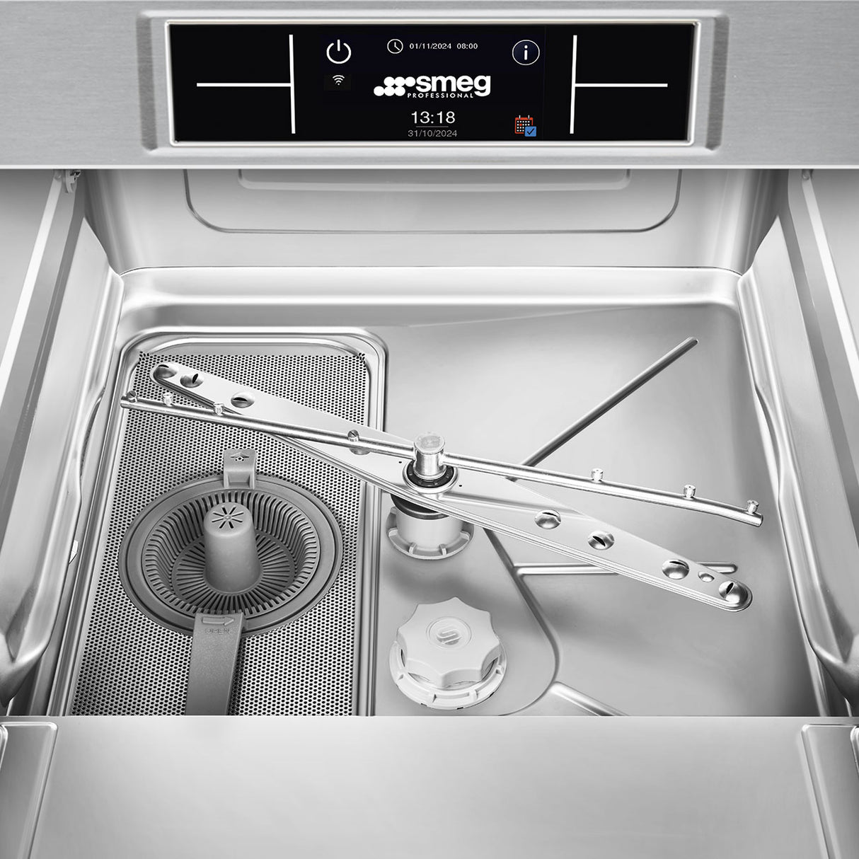 Smeg Professional Pura SPG525L LOW 500mm basket Glasswasher with Softener 10 customizable programs 500x500 8.4kW 15A 3ph