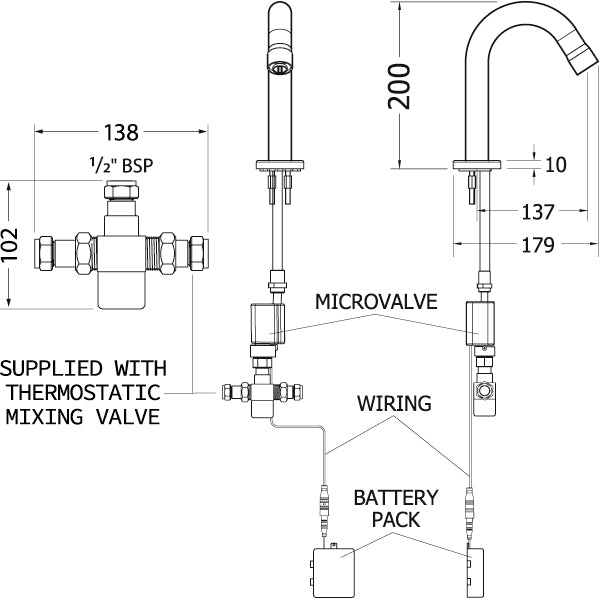 Mechline AquaTechnix TX-i-200-WNT + Thermostatic Mixer