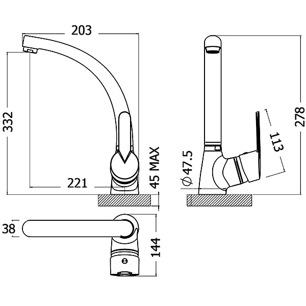 CaterTap ½-inch Monobloc Mixer with single lever control WR-4S1209