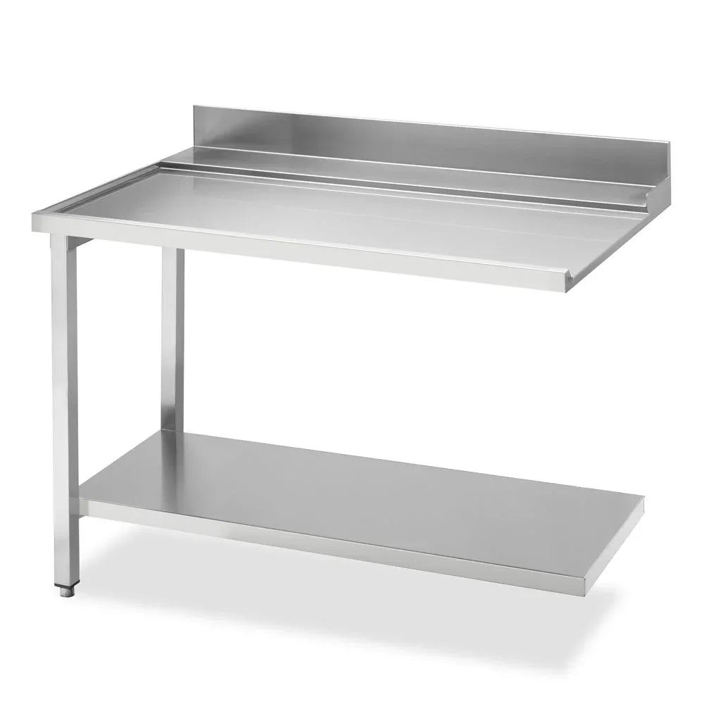 Smeg Professional Dishwash Tabling - Left Side 1200mm Exit Table With 100mm Splashback And Lower Shelf