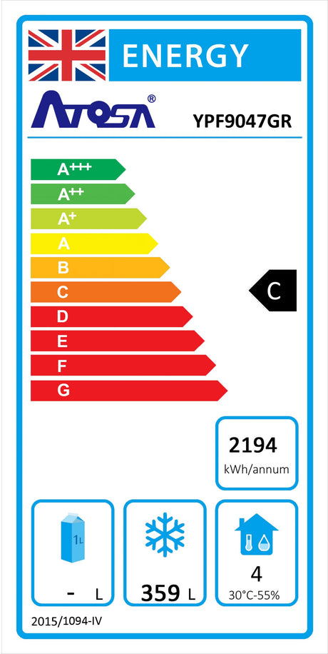 Atosa YPF9047GR Triple Door Undercounter Freezer 470ltrs