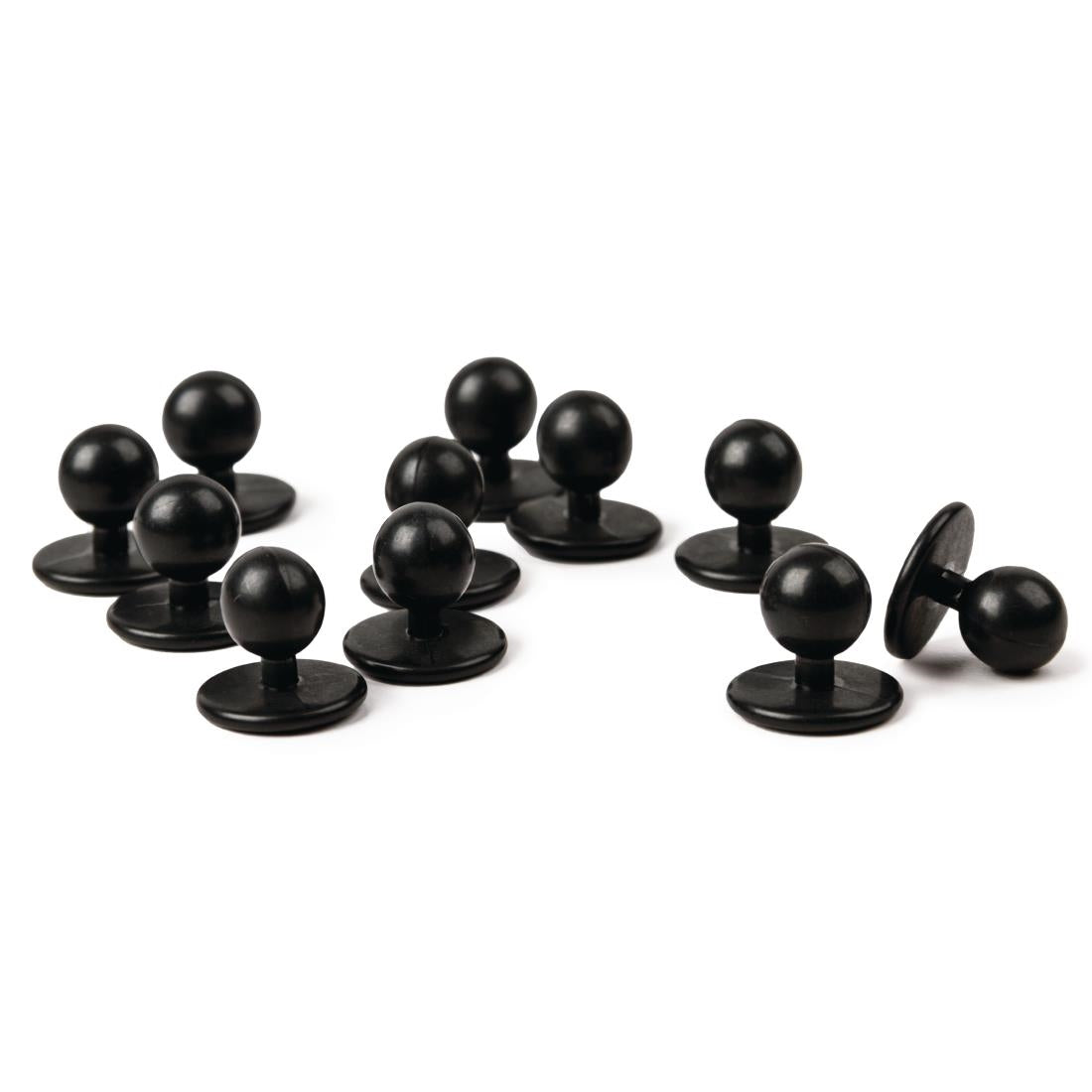 A016 Whites Black Stud Buttons (Pack of 12)