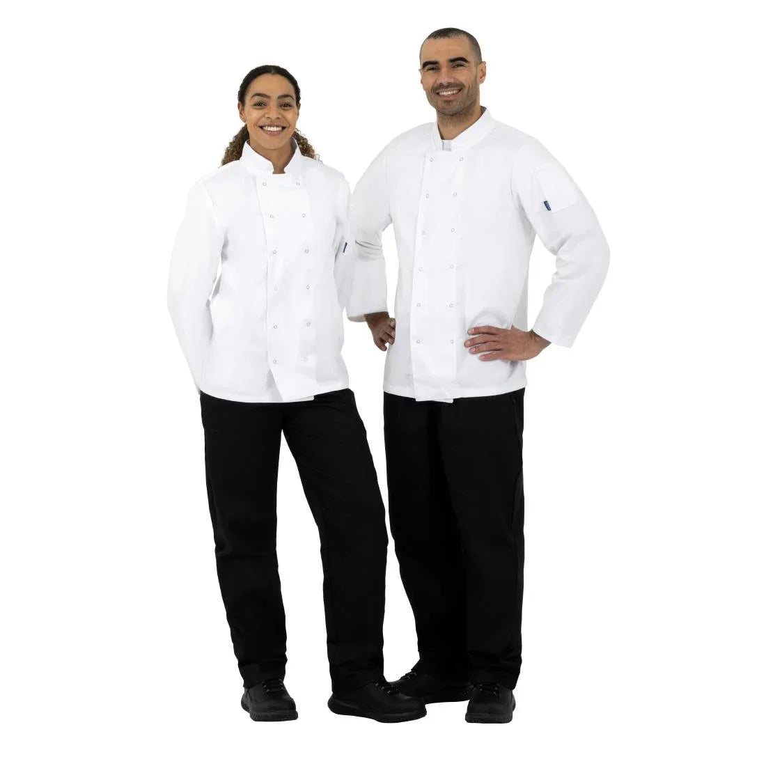 SA846 Whites Vegas Chefs Jacket Long Sleeve White Polycotton - Size M - A134-M (Pack 5)