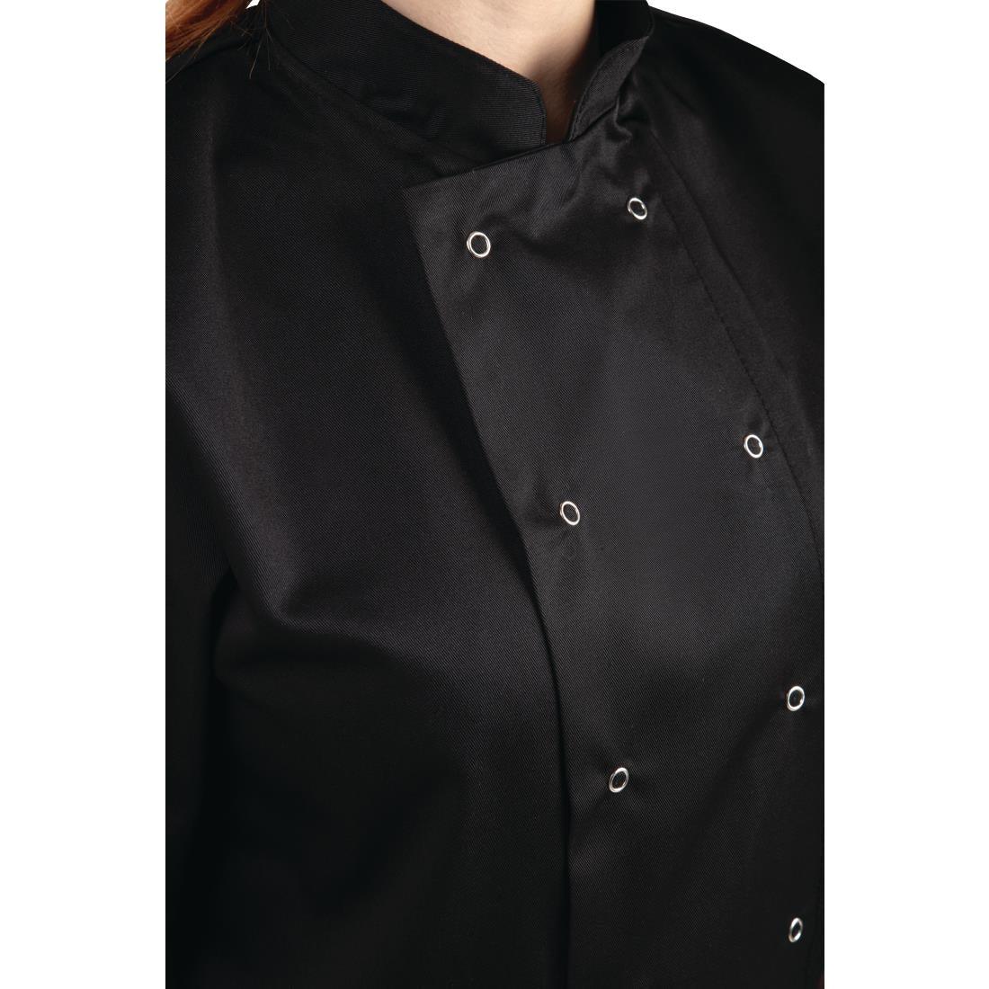 SA849 Whites Vegas Chefs Jacket Short Sleeve Black Polycotton - Size M - A439-M (Pack 5)