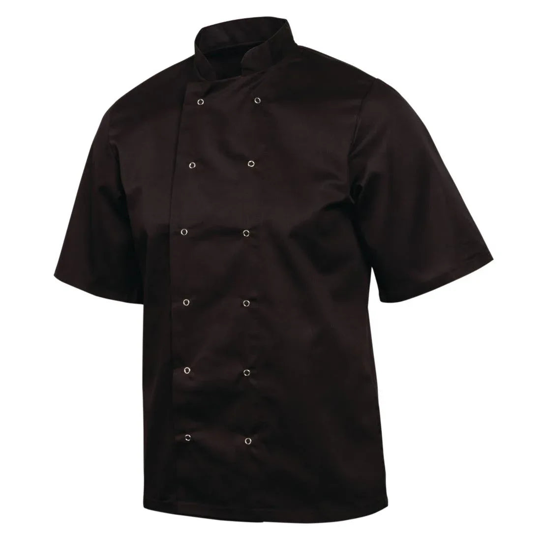 SA849 Whites Vegas Chefs Jacket Short Sleeve Black Polycotton - Size M - A439-M (Pack 5)