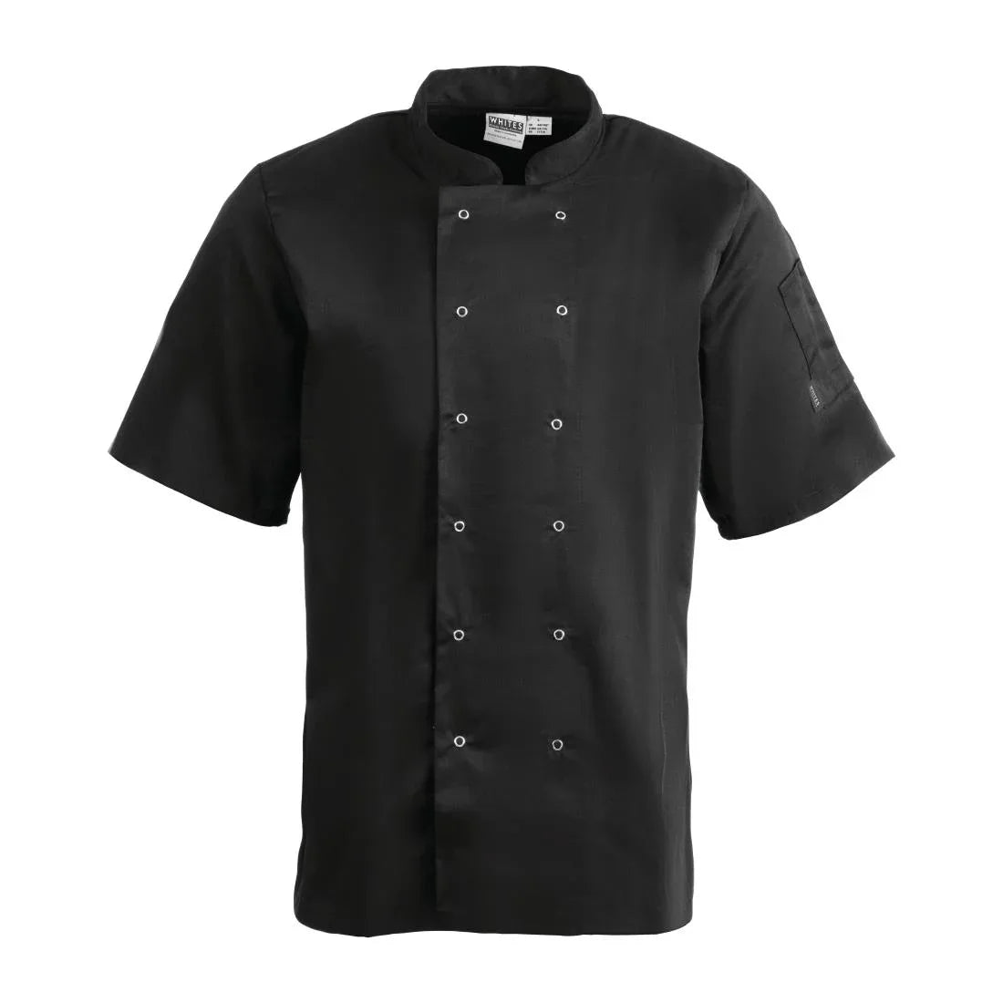 SA850 Whites Vegas Chefs Jacket Short Sleeve Black Polycotton - Size S - A439-S (Pack 5)
