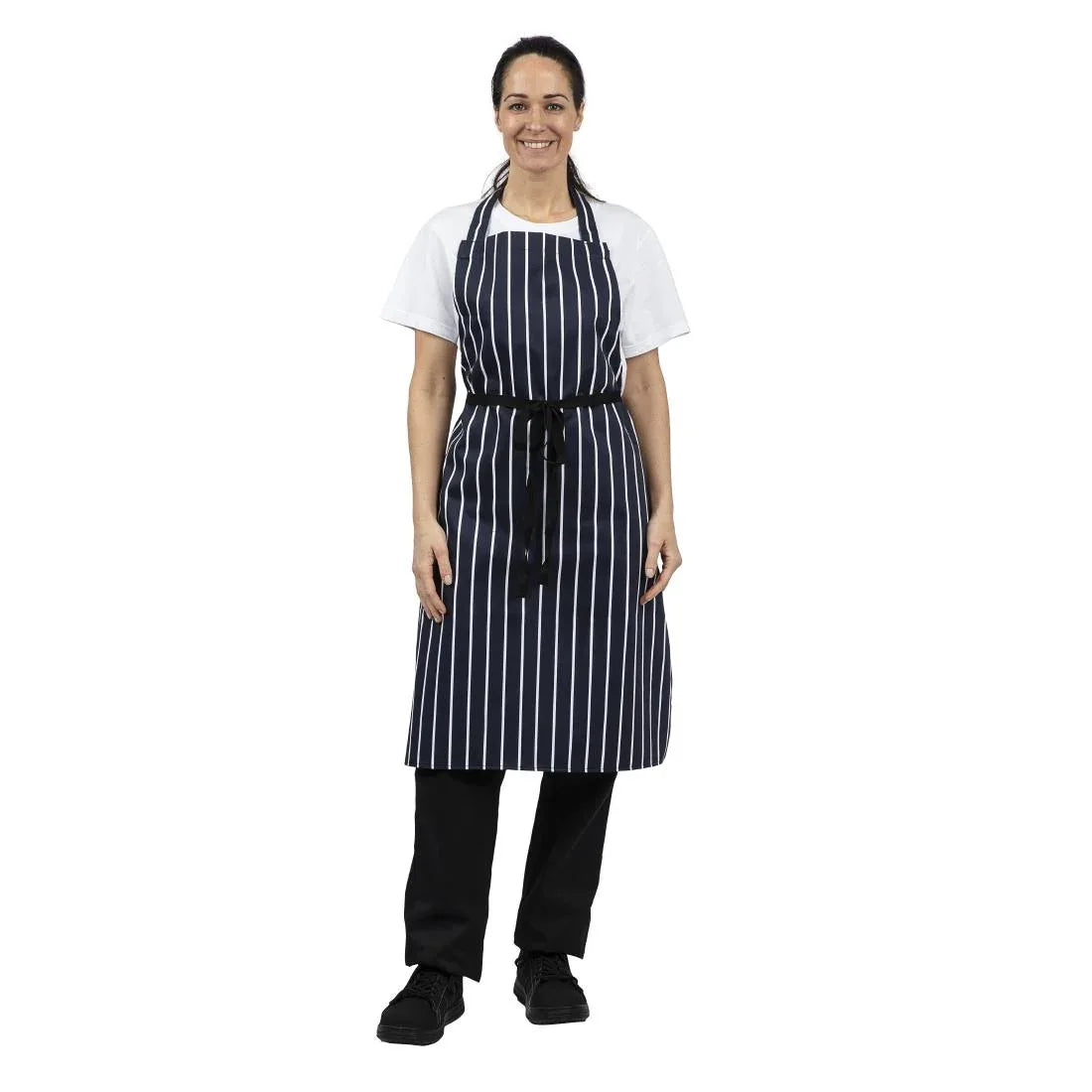 A530 Whites Butchers Apron Stripe Blue - JD Catering Equipment Solutions Ltd