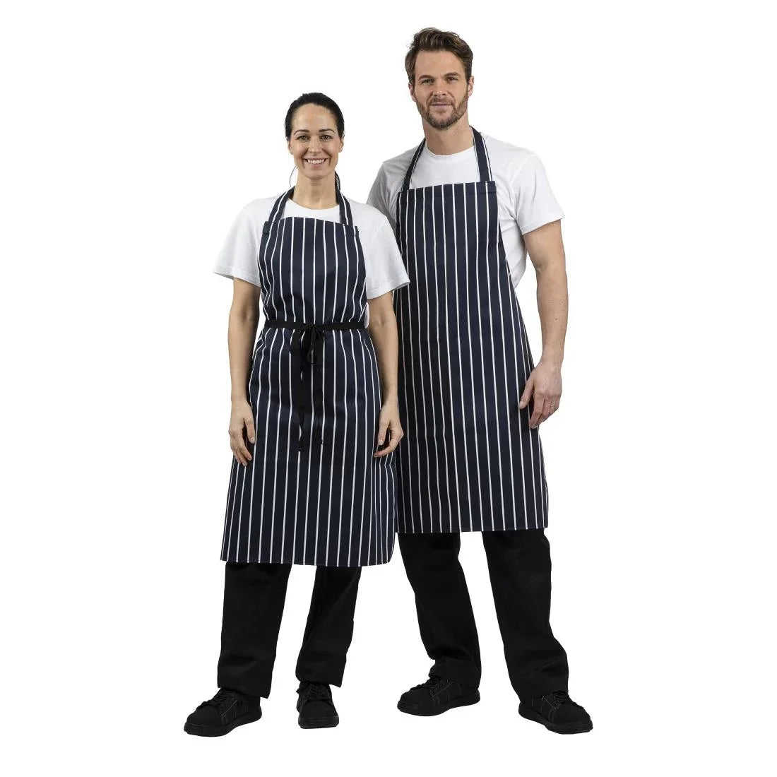 A530 Whites Butchers Apron Stripe Blue - JD Catering Equipment Solutions Ltd