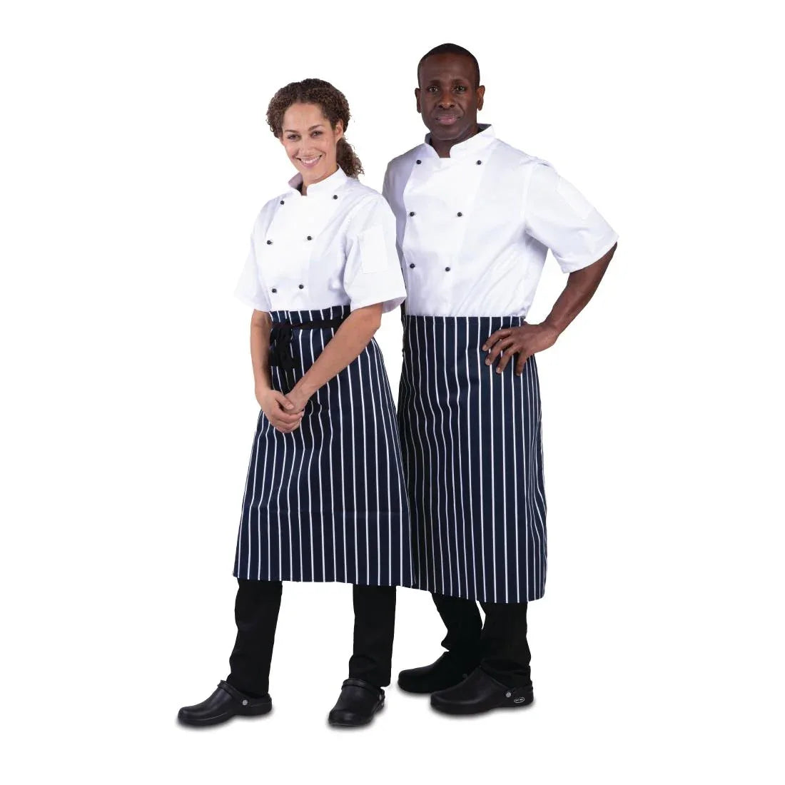 A647 Whites Butchers Waist Apron Blue and White Stripe - JD Catering Equipment Solutions Ltd