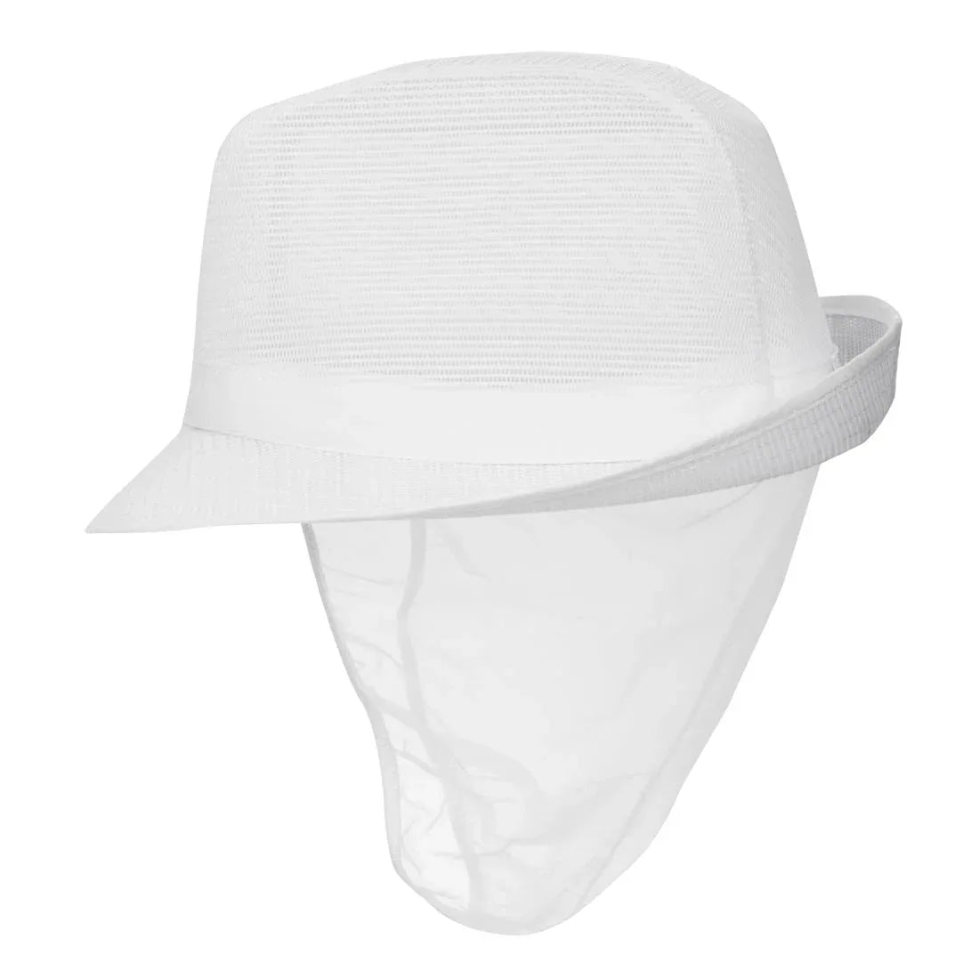 A653-L Trilby Hat with Net Snood White - JD Catering Equipment Solutions Ltd