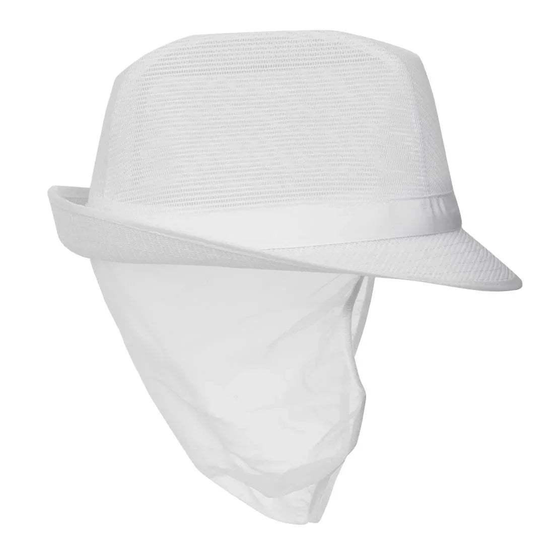 A653-L Trilby Hat with Net Snood White - JD Catering Equipment Solutions Ltd