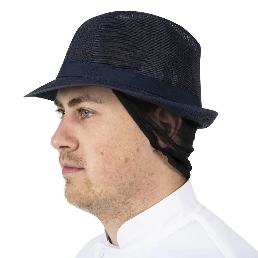 A654 Trilby Hat with Snood Navy Blue - JD Catering Equipment Solutions Ltd