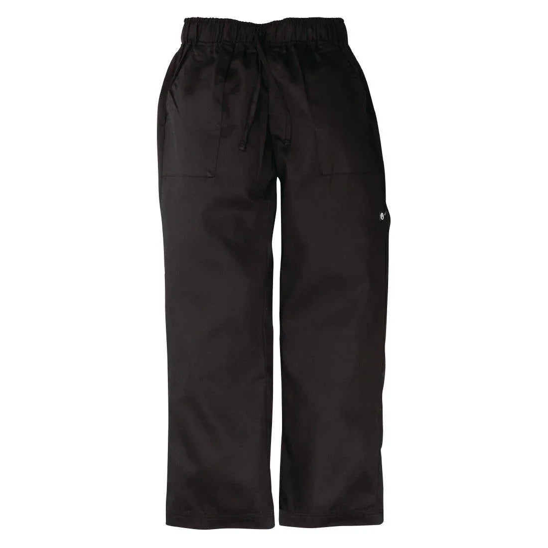 A695-XS Chef Works Unisex Better Built Baggy Chefs Trousers Black XS - JD Catering Equipment Solutions Ltd