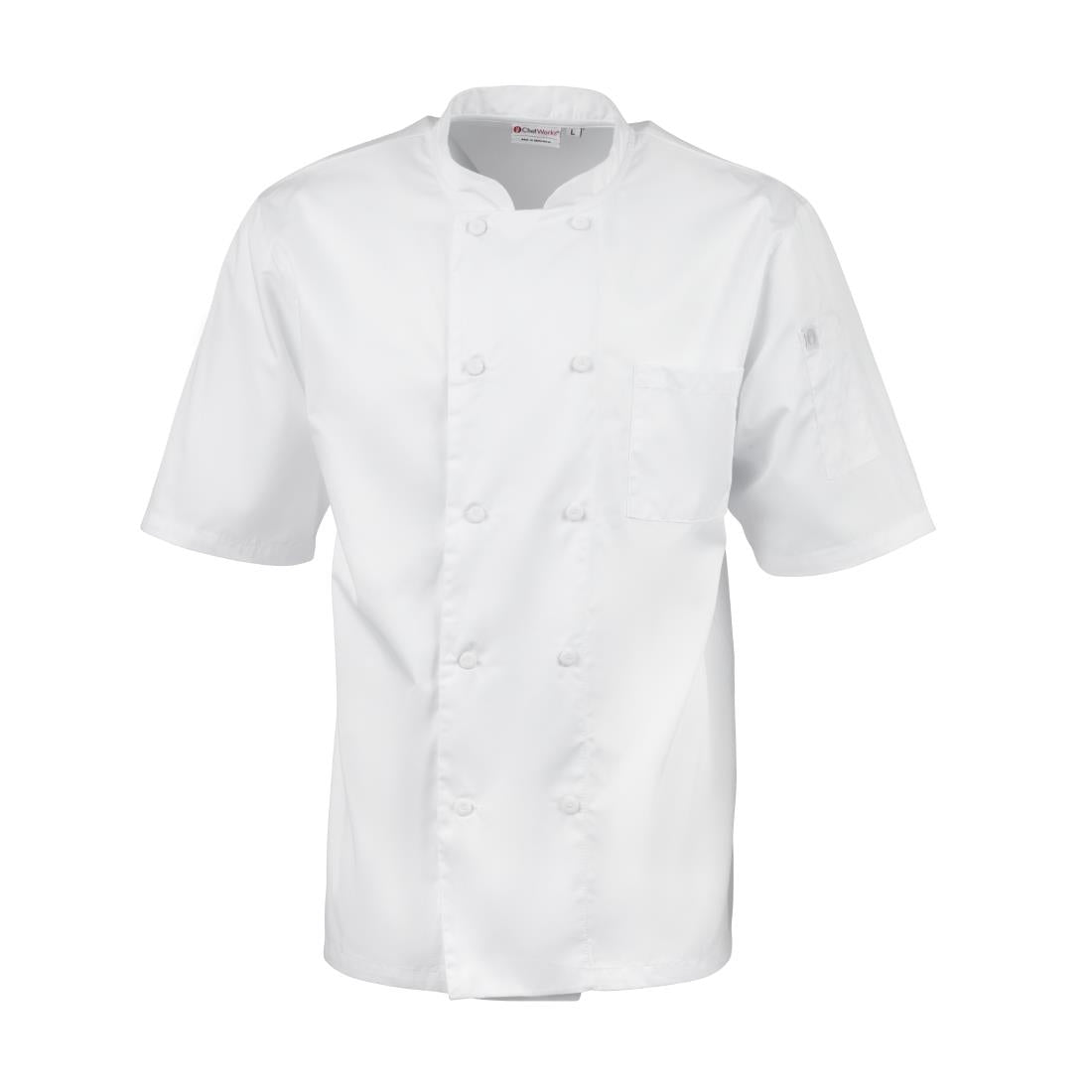 A914-XXL Chefs Works Montreal Cool Vent Unisex Short Sleeve Chefs Jacket White 2XL