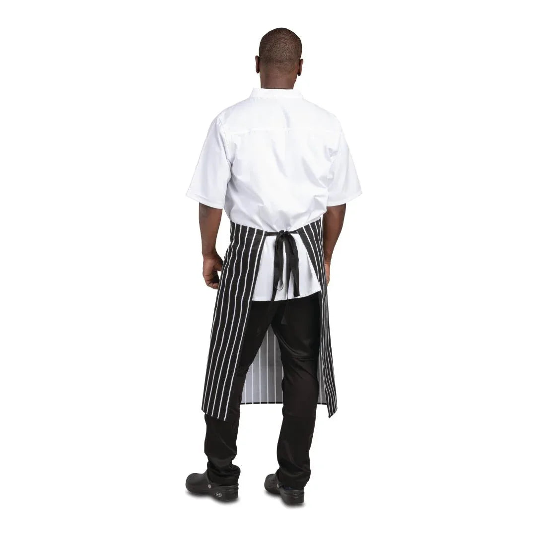 A938 Whites Butchers Waist Apron Black and White Stripe - JD Catering Equipment Solutions Ltd