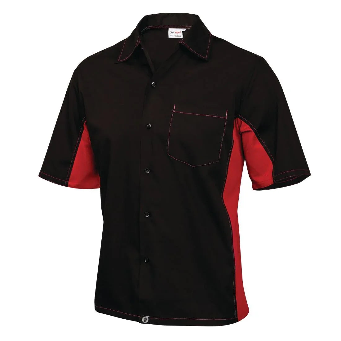 A952-M Chef Works Unisex Contrast Shirt Black and Red M - JD Catering Equipment Solutions Ltd