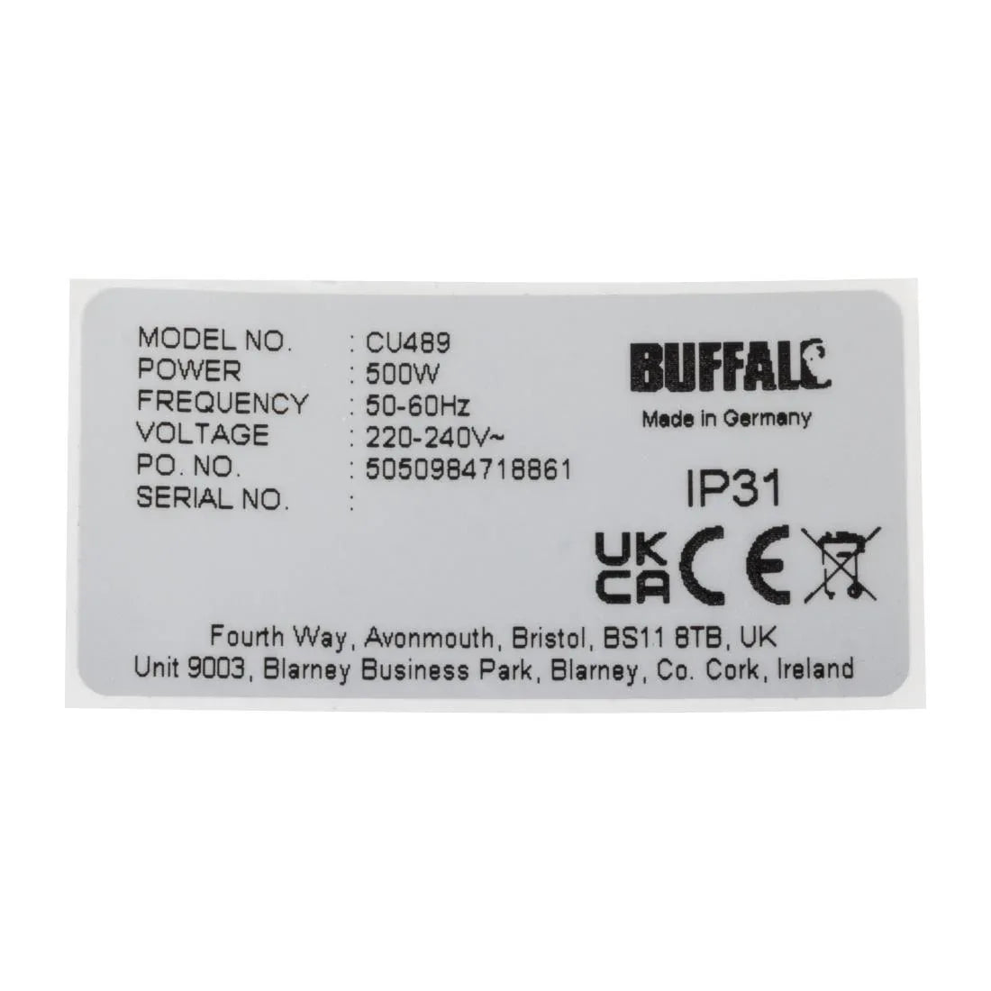 AP475 Buffalo Type Label - JD Catering Equipment Solutions Ltd