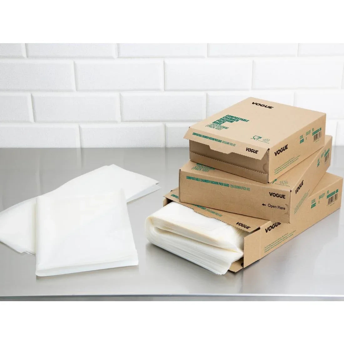 AT107 Vogue Compostable Embossed Vacuum Sealer Bags 300x400mm (Pack of 50)