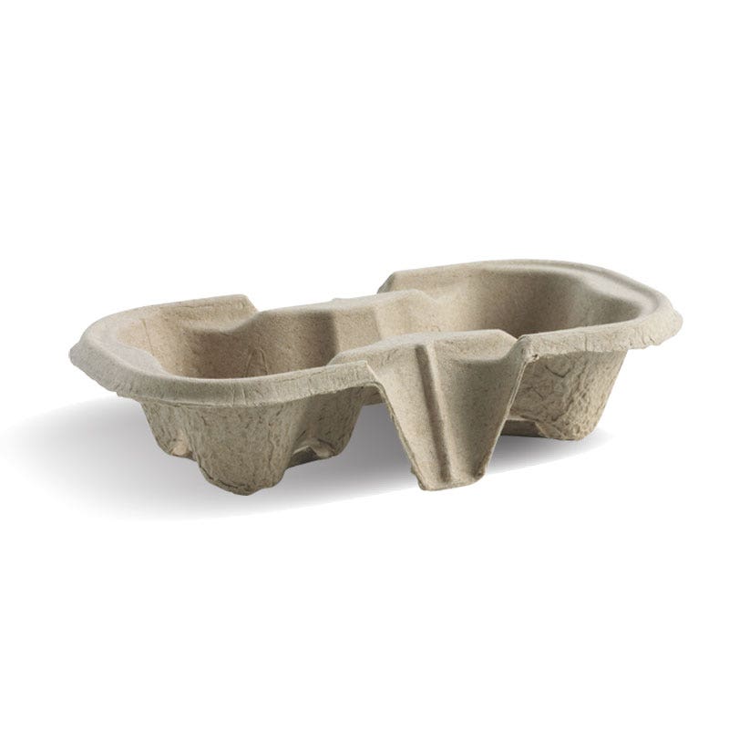 2 Cup BioCup Carrier - 500/ctn - natural - BioPak commercial catering consumable