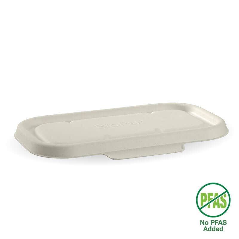 Rectangle BioCane Takeaway Lid - White - No-Added PFAS - 750&1,000ml - 500/ctn - white - BioPak commercial catering consumable