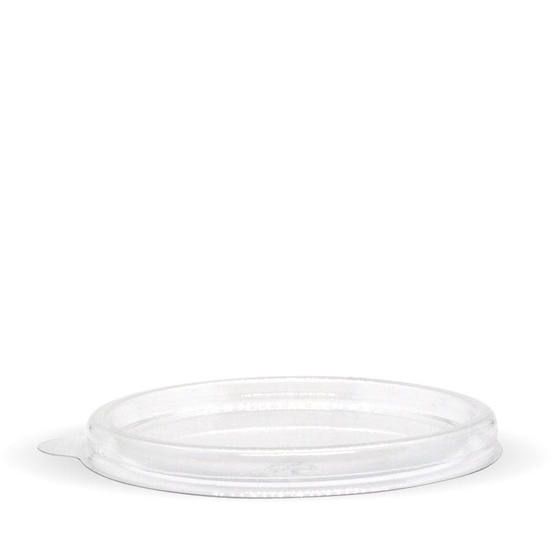 PET Sauce Cup Lid - Clear - 60ml - 1000/ctn - clear - BioPak commercial catering consumable