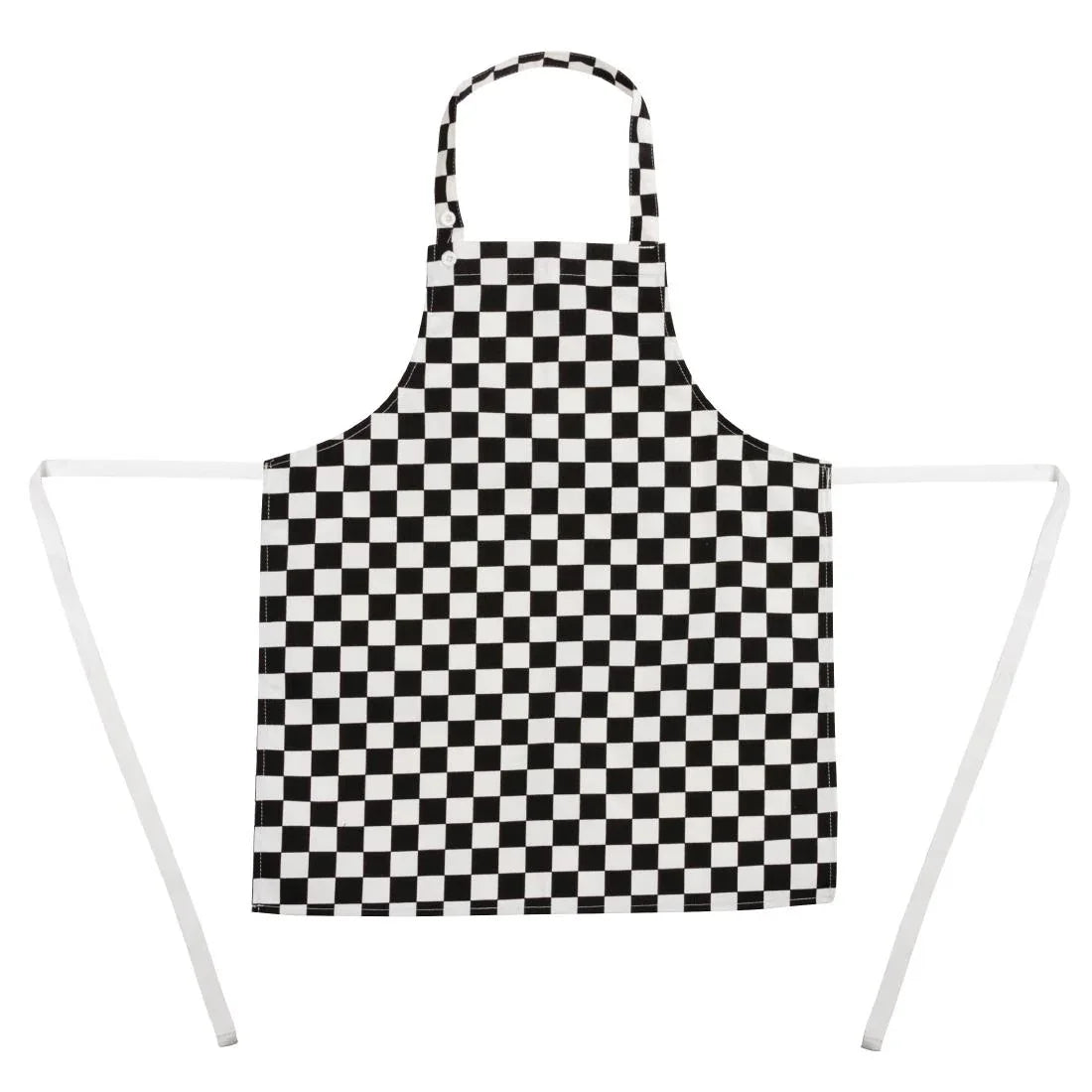 B357 Whites Childrens Bib Apron Big Black and White Check - JD Catering Equipment Solutions Ltd