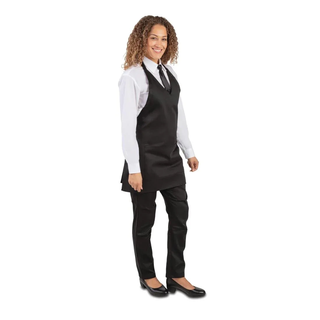 B128 Whites V Neck Service Apron - JD Catering Equipment Solutions Ltd