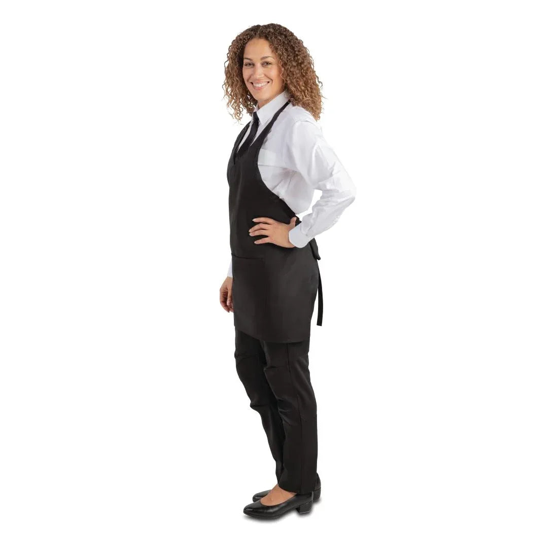 B128 Whites V Neck Service Apron - JD Catering Equipment Solutions Ltd
