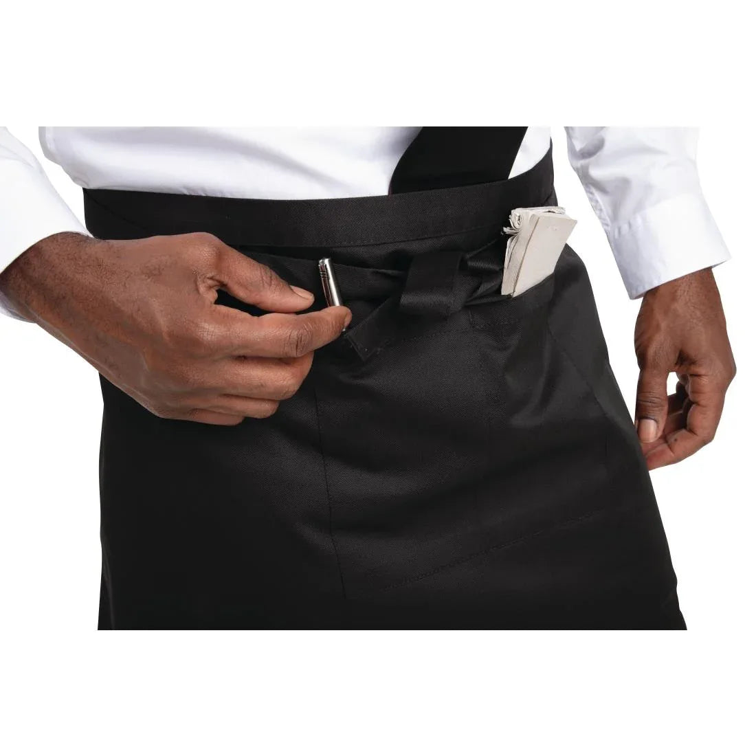 B131 Whites Short Bistro Apron - JD Catering Equipment Solutions Ltd