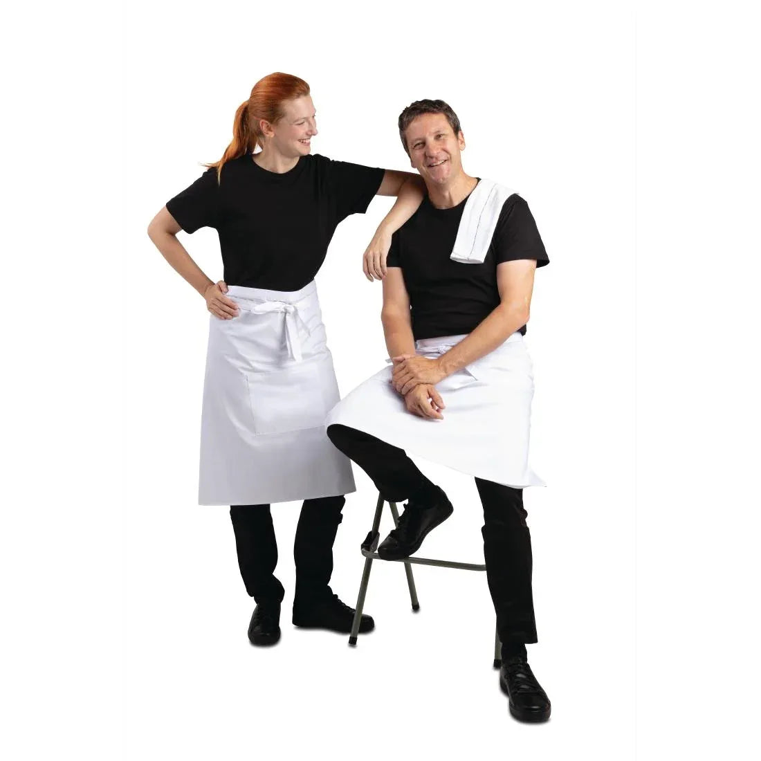B132 Regular Bistro Apron White - JD Catering Equipment Solutions Ltd