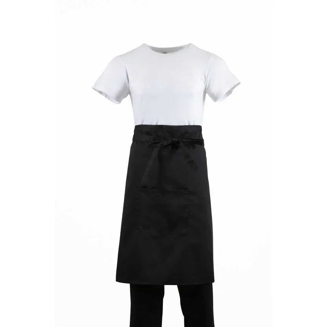 B133 Regular Bistro Apron Black With Pocket - JD Catering Equipment Solutions Ltd
