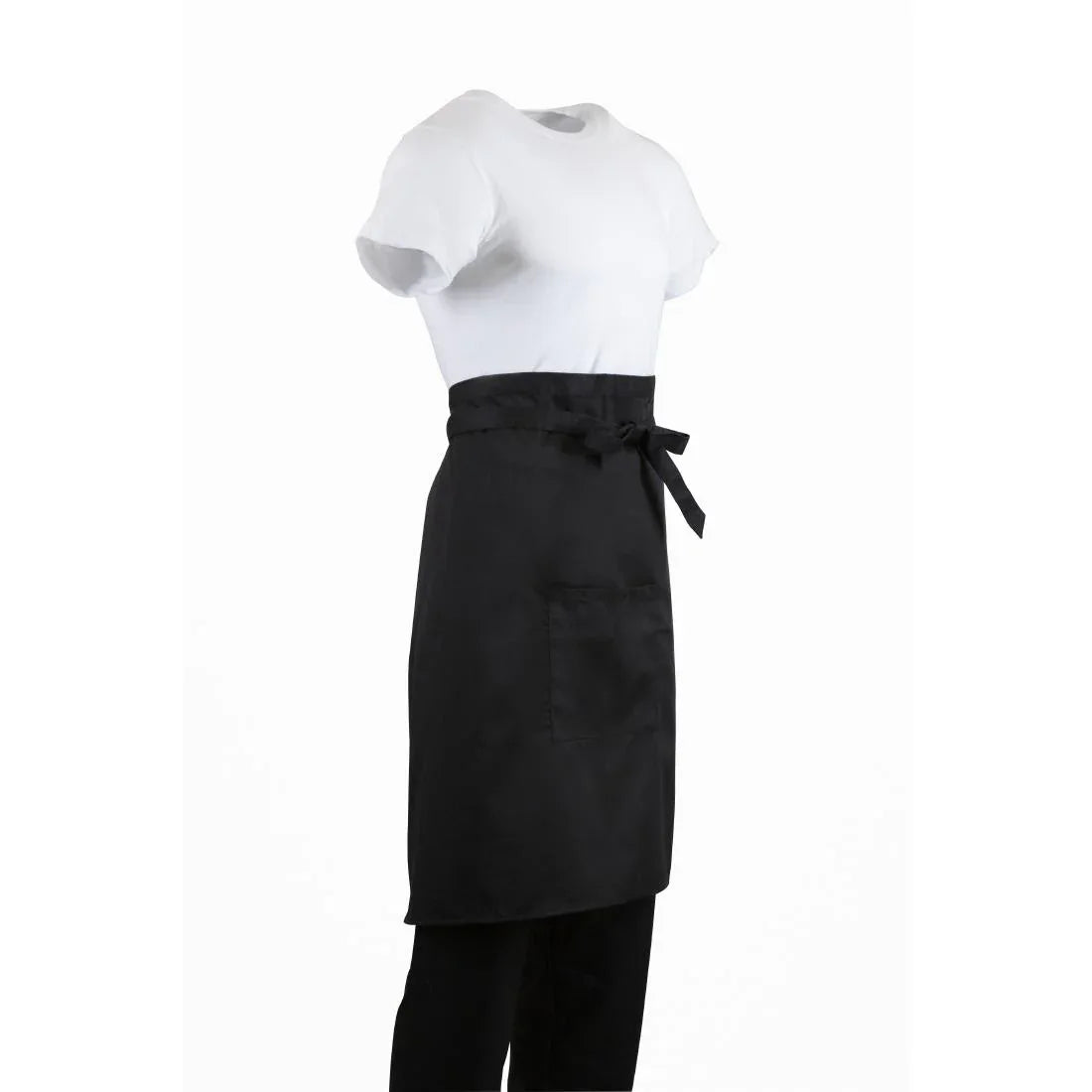 B133 Regular Bistro Apron Black With Pocket - JD Catering Equipment Solutions Ltd