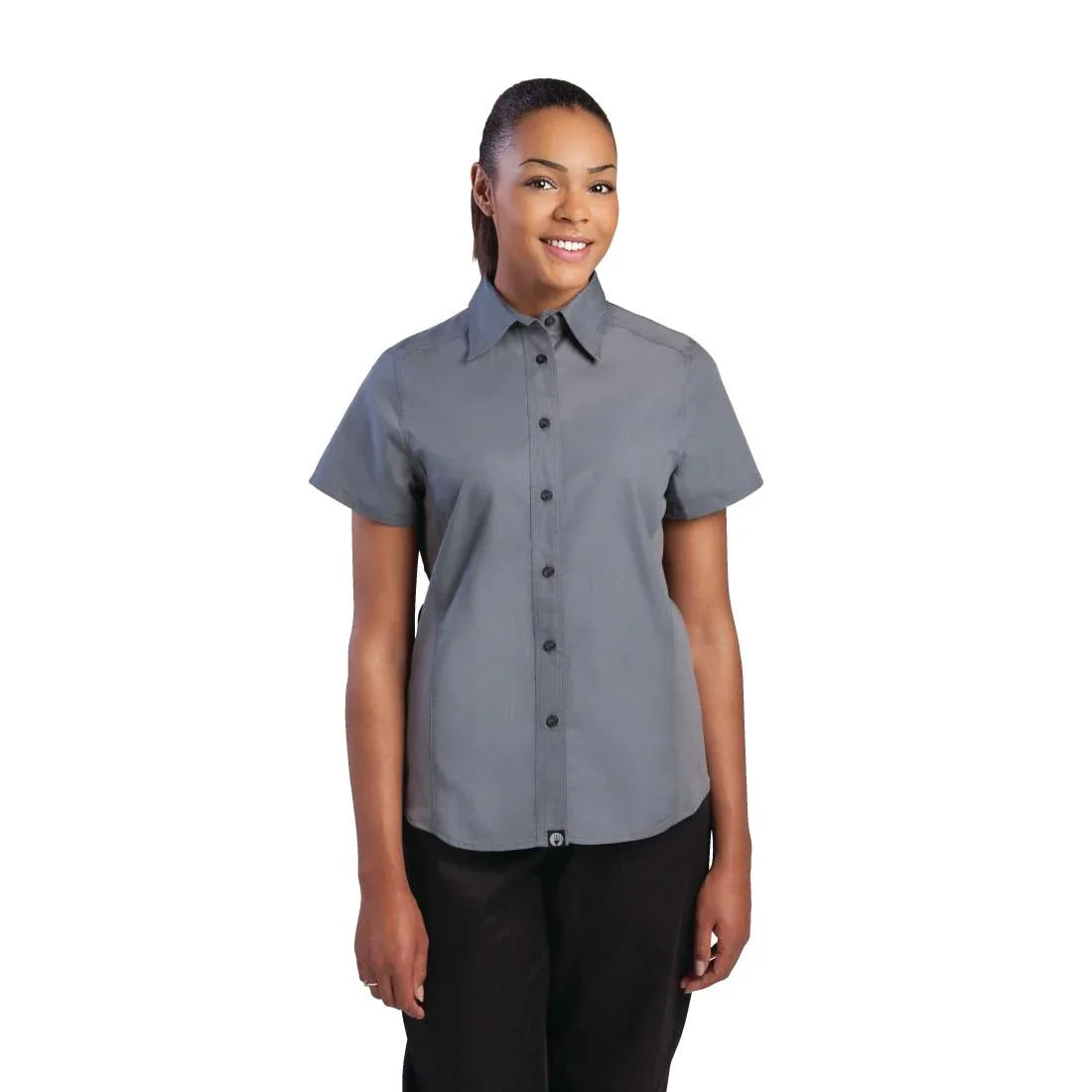 B182 Chef Works Womens Grey Cool Vent Chef Shirt - JD Catering Equipment Solutions Ltd