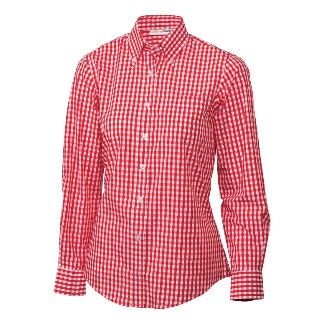 B216-M Chef Works Womens Gingham Shirt Red M