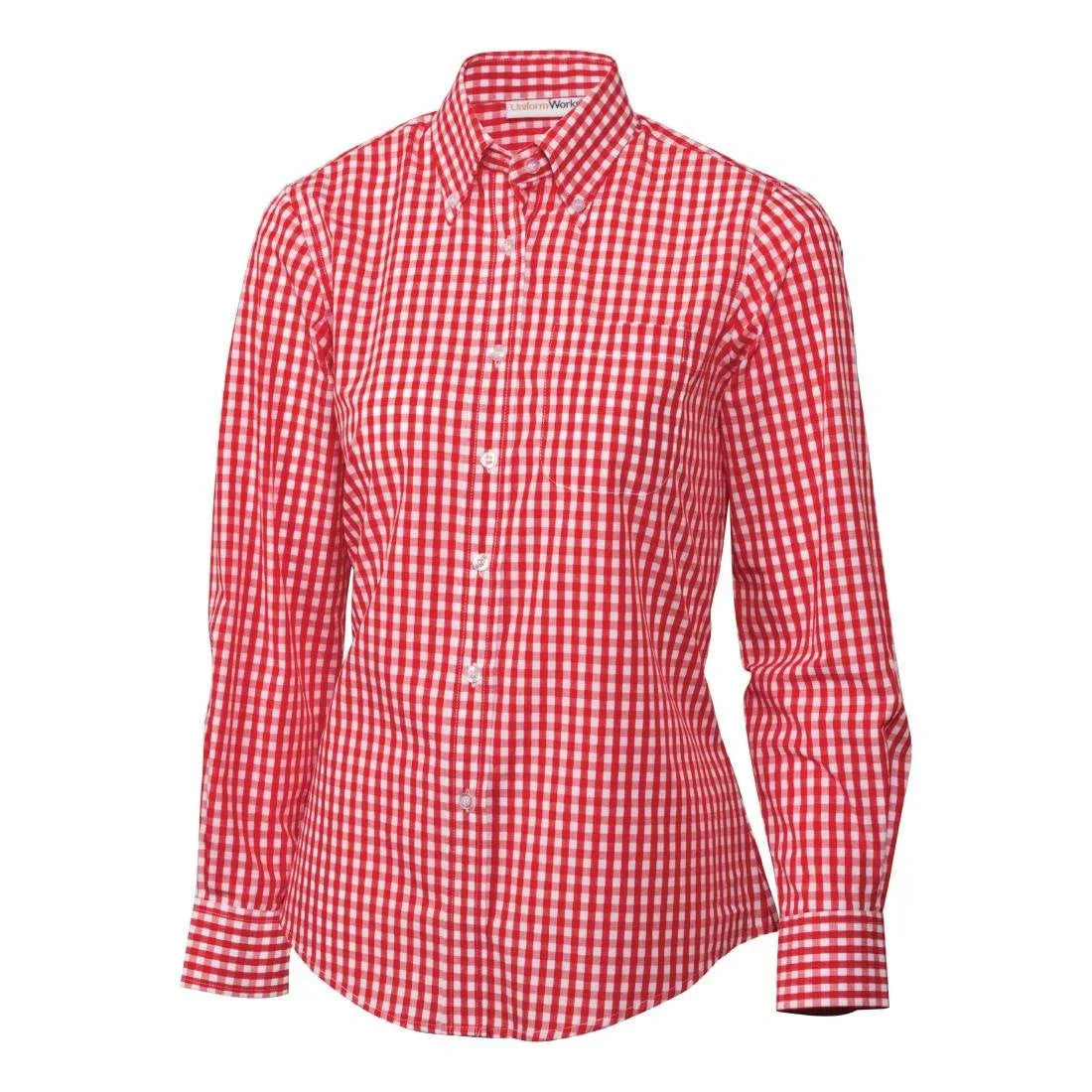 B216-S Chef Works Womens Gingham Shirt Red S - JD Catering Equipment Solutions Ltd