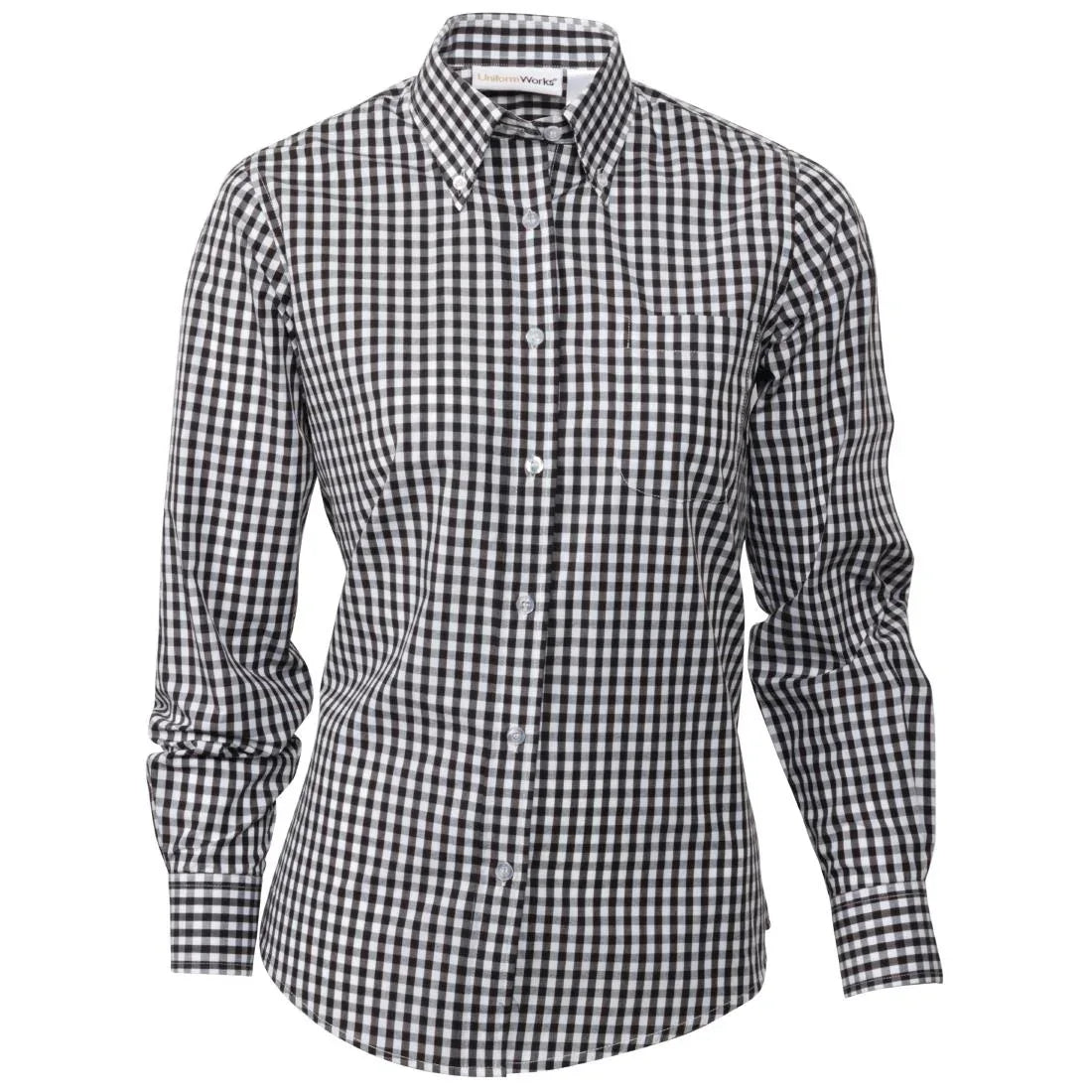 B217-XL Chef Works Womens Gingham Shirt Black XL - JD Catering Equipment Solutions Ltd