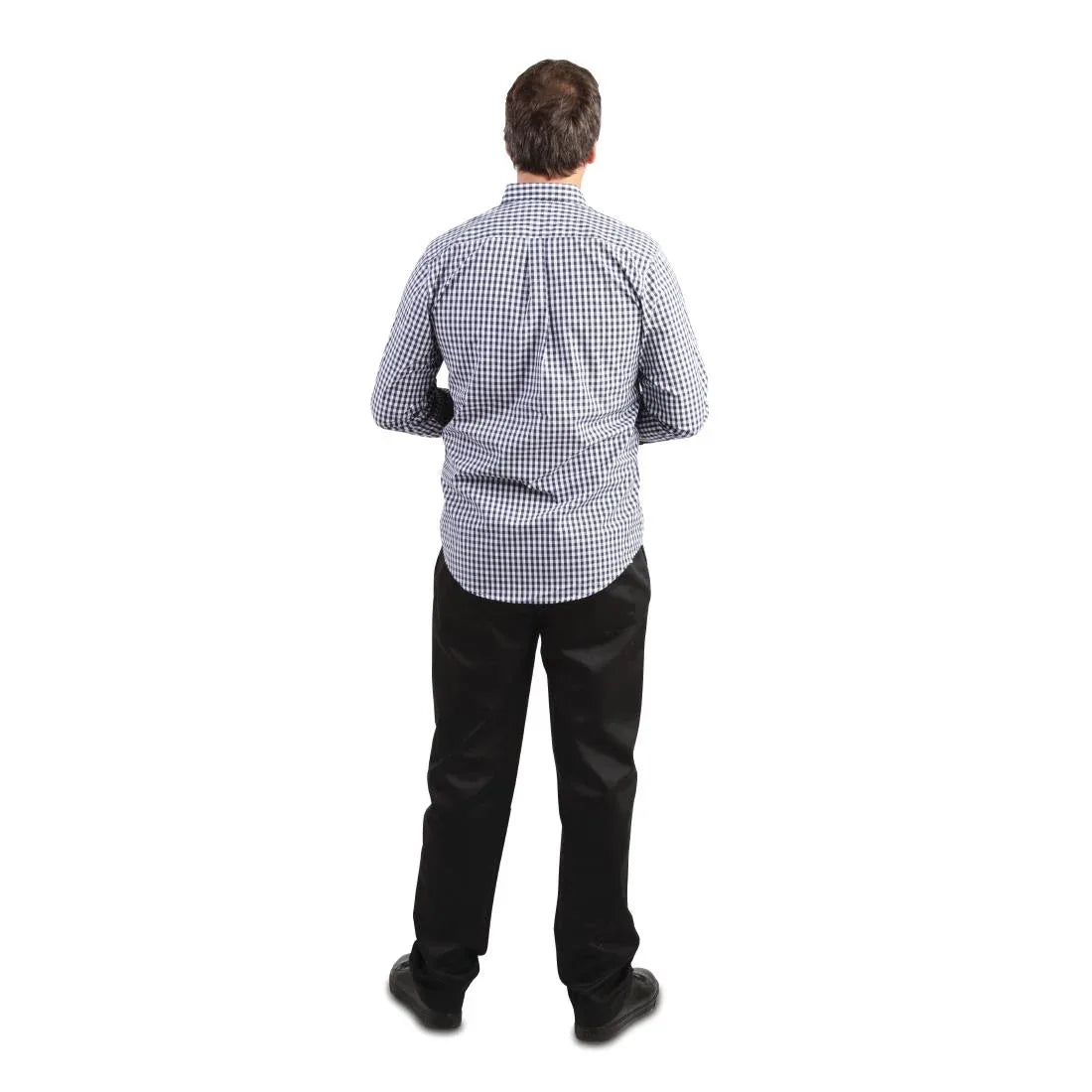 B219-XXL Chef Works Mens Gingham Shirt Black 2XL - JD Catering Equipment Solutions Ltd
