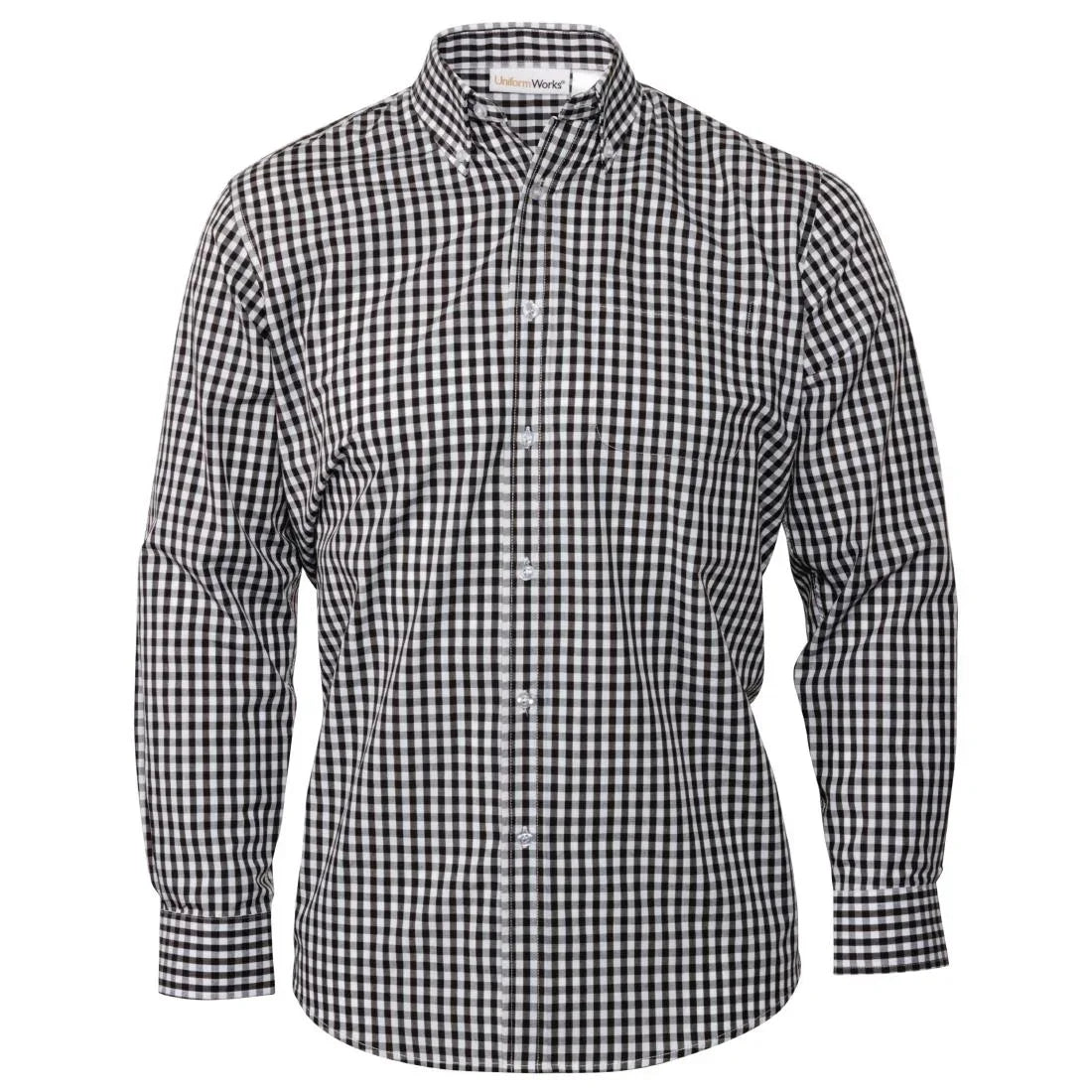 B219-XXL Chef Works Mens Gingham Shirt Black 2XL - JD Catering Equipment Solutions Ltd