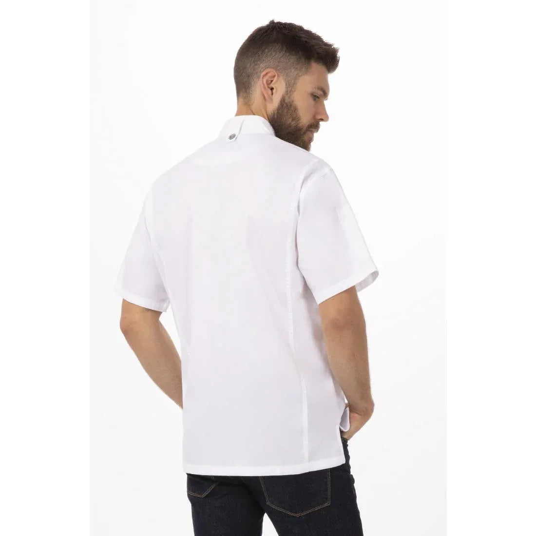 B471-M Chef Works Springfield Zipper Mens Chefs Jacket White M - JD Catering Equipment Solutions Ltd