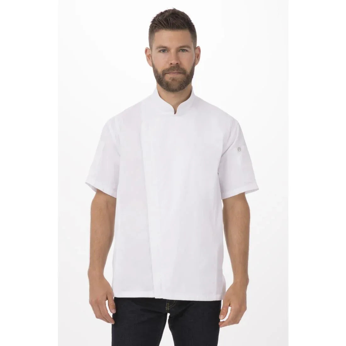 B471-M Chef Works Springfield Zipper Mens Chefs Jacket White M - JD Catering Equipment Solutions Ltd