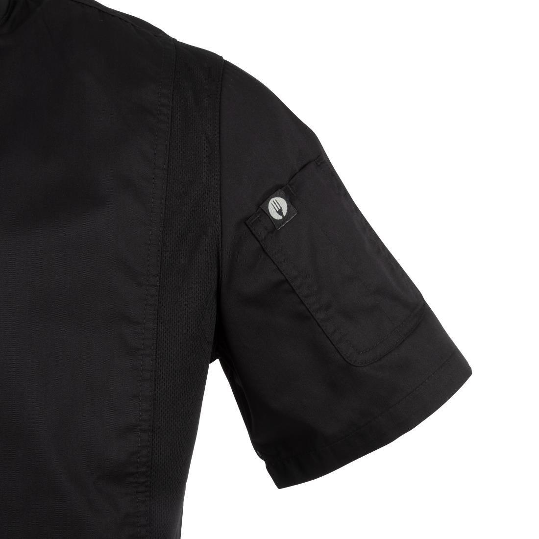 B472-XXL Chef Works Springfield Zipper Mens Chefs Jacket Black XXL - JD Catering Equipment Solutions Ltd