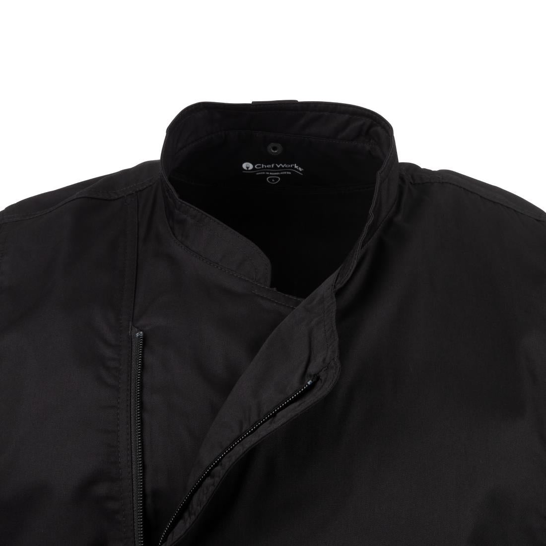 B472-S Chef Works Springfield Zipper Mens Chefs Jacket Black S