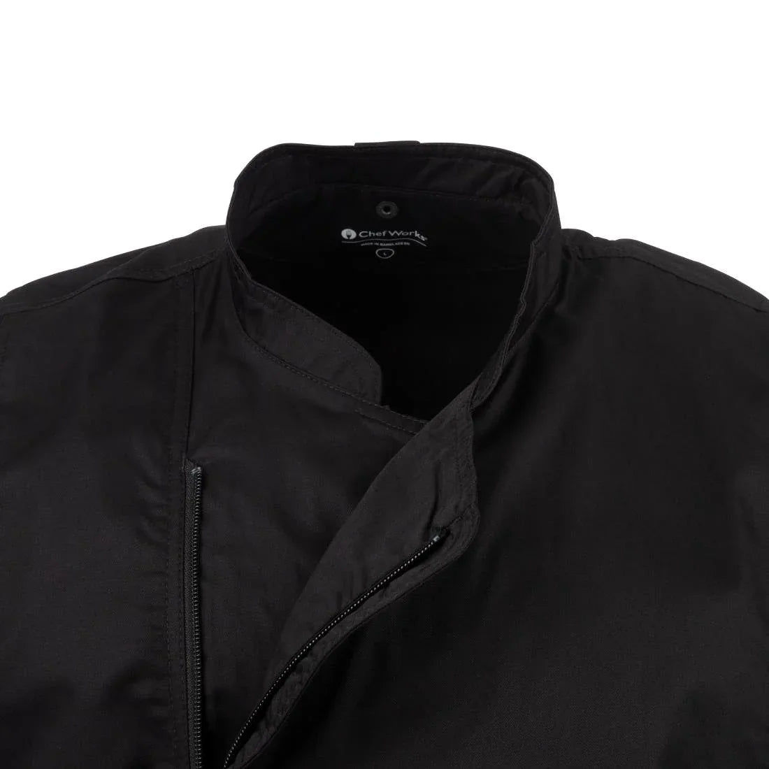 B472-XL Chef Works Springfield Zipper Mens Chefs Jacket Black XL - JD Catering Equipment Solutions Ltd