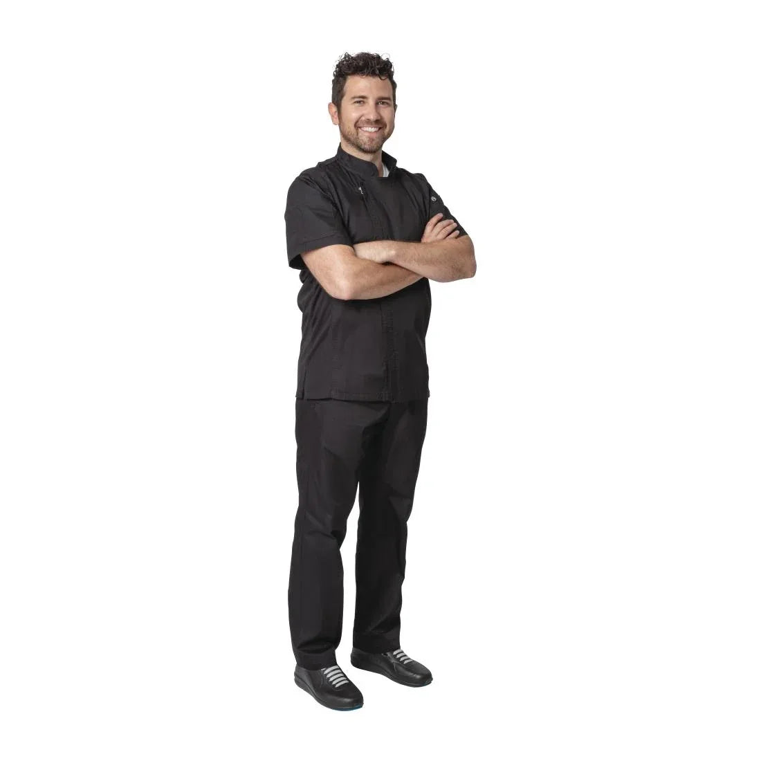B472-M Chef Works Springfield Zipper Mens Chefs Jacket Black M - JD Catering Equipment Solutions Ltd