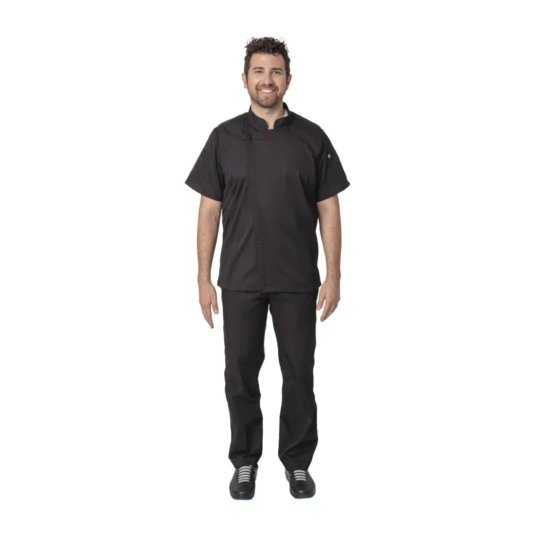 B472-XL Chef Works Springfield Zipper Mens Chefs Jacket Black XL - JD Catering Equipment Solutions Ltd
