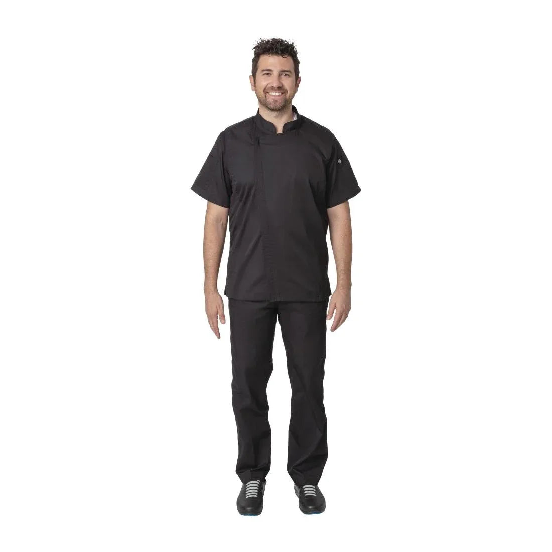 B472-XS Chef Works Springfield Zipper Mens Chefs Jacket Black XS - JD Catering Equipment Solutions Ltd