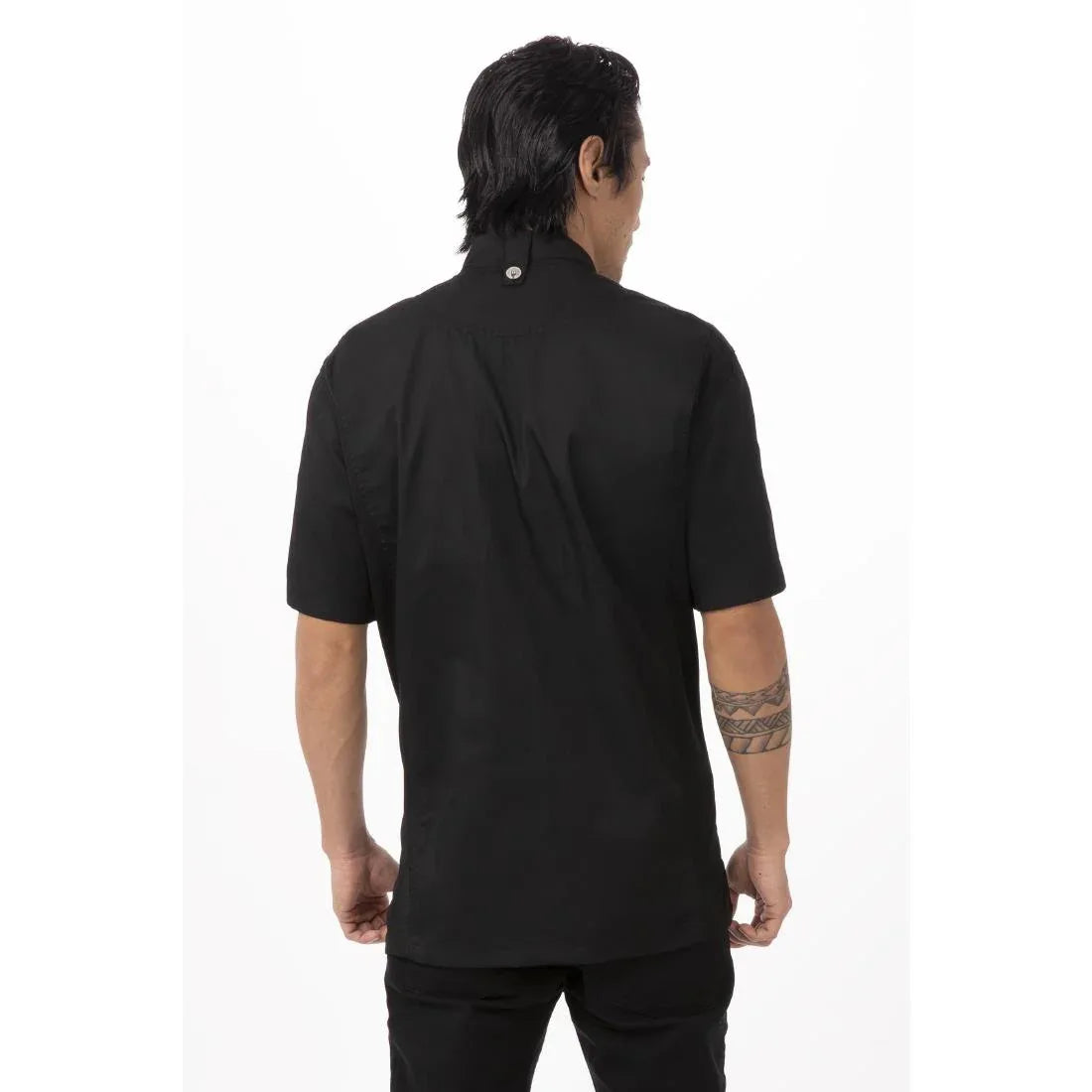 B472-M Chef Works Springfield Zipper Mens Chefs Jacket Black M - JD Catering Equipment Solutions Ltd